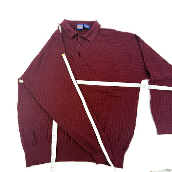 1990's Vintage Pendleton Burgundy Cotton Knit Sweater Pullover Mens XL Collared - Picture 7 of 7